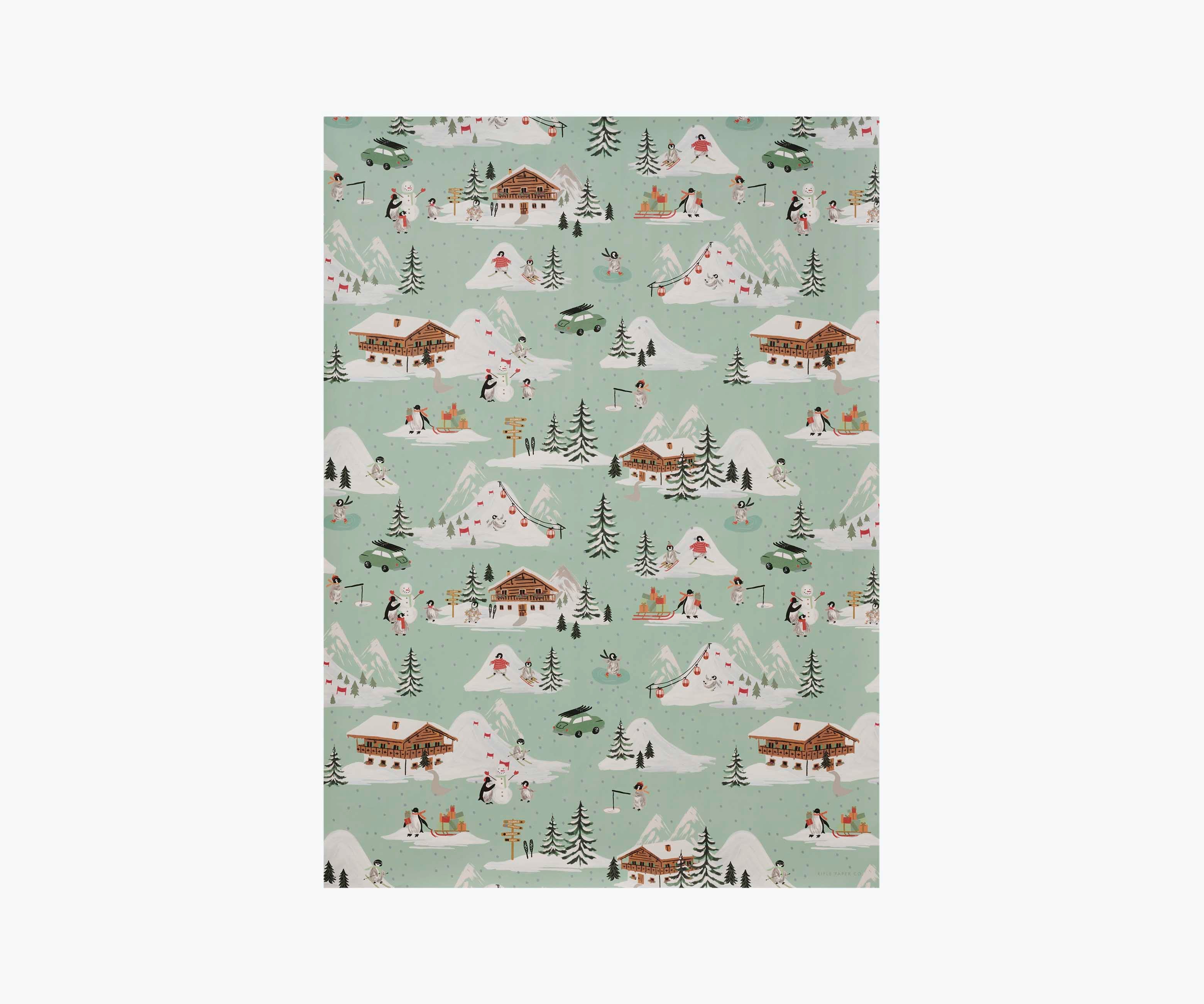 Holiday Wrapping Sheets - Penguin Village